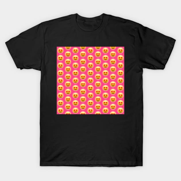 Smiling Face with Heart-Eyes Emoji Pattern | Pop Art T-Shirt by williamcuccio